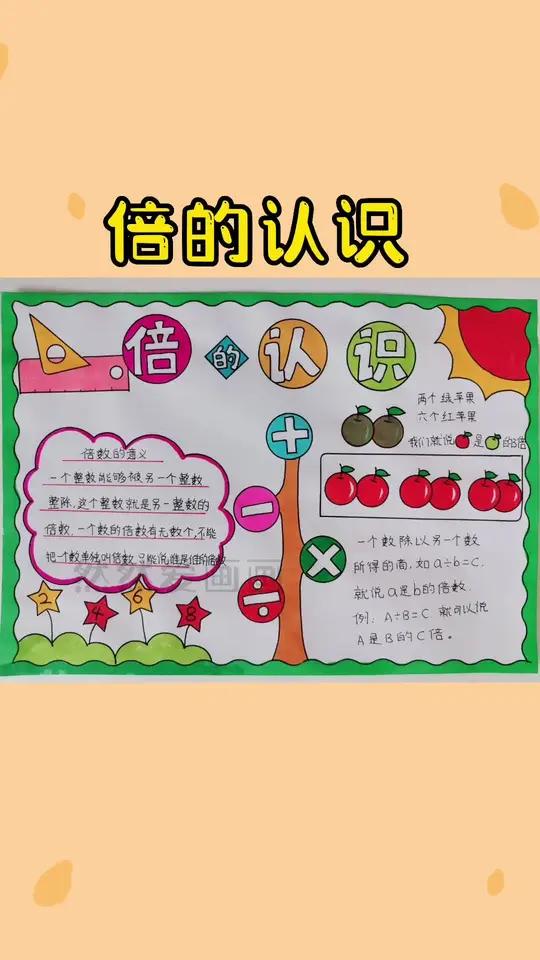 数学小报倍的认识,二三年级数学 手抄报模板 用尺子画手抄报 有线稿原图可打印 数学手抄报