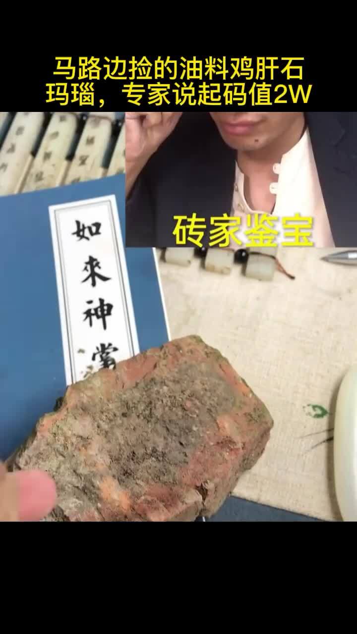 马路边捡的油料鸡肝肝石玛瑙,专家说值2W