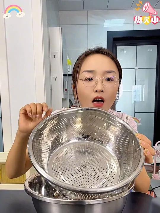 32厘米大号加厚316不锈钢沥水盆洗菜盆，和面发面拌饺子馅儿沥水焯水这套盆太实用了