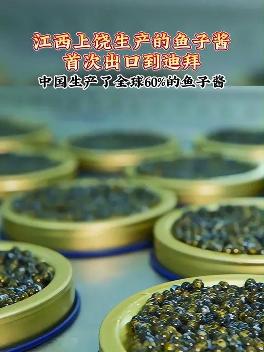 江西上饶生产的鱼子酱,首次出口到迪拜。中国生产了全球60%的鱼子酱