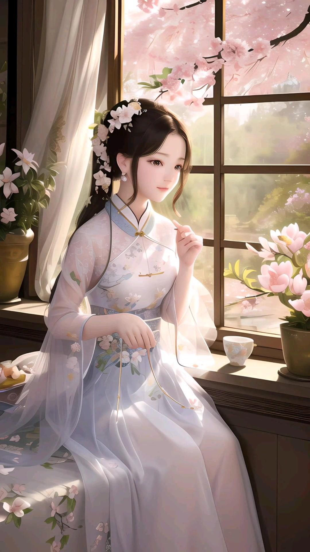 即使知道爱而不得,你仍是我满眼星河……唯美古风壁纸 ai绘画 古风汉服美如画 图文伙伴计划