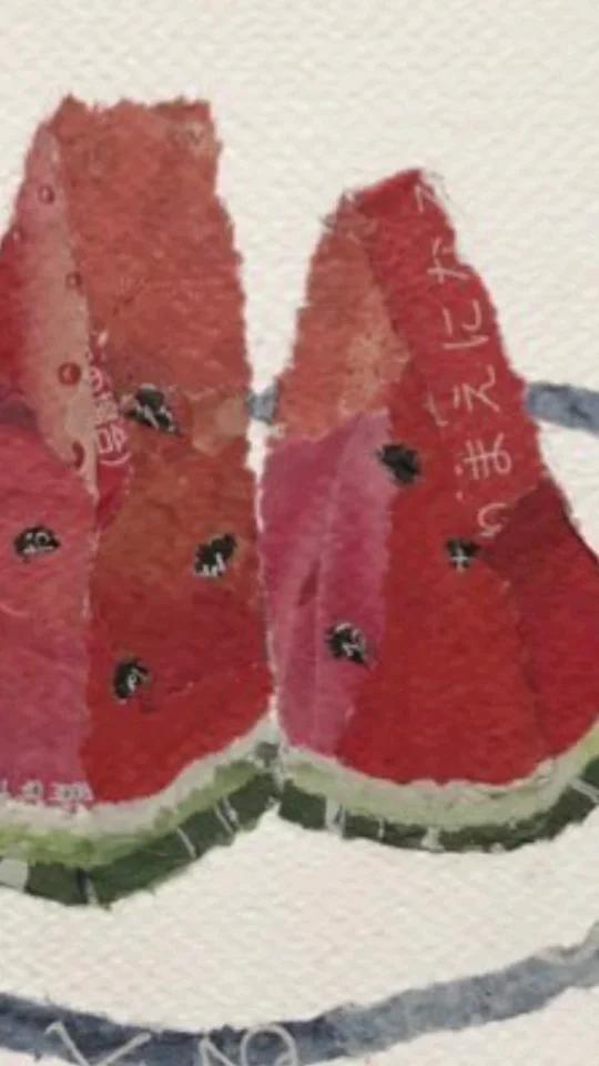 创意美术撕纸拼贴水果蔬菜