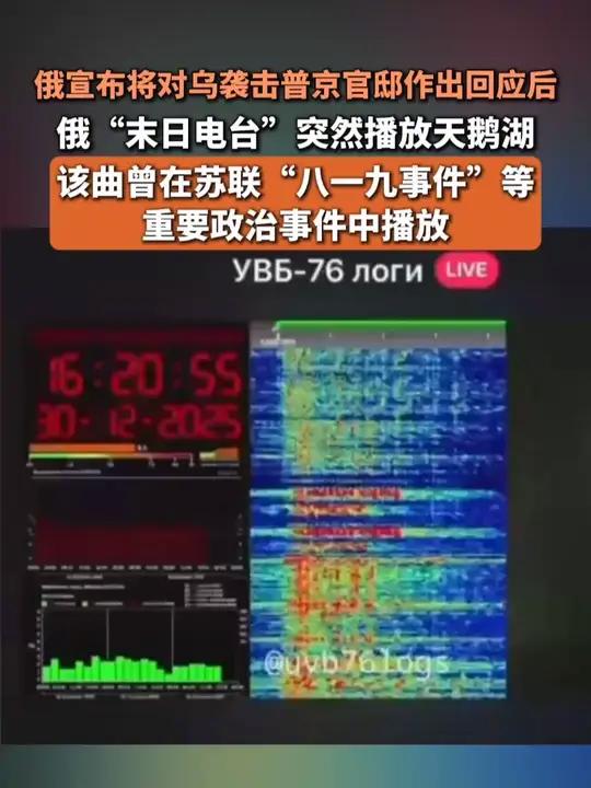 俄宣布将对乌袭击普京官邸作出回应后,俄“末日电台”突然播放天鹅湖,该曲曾在苏联“八一九事件