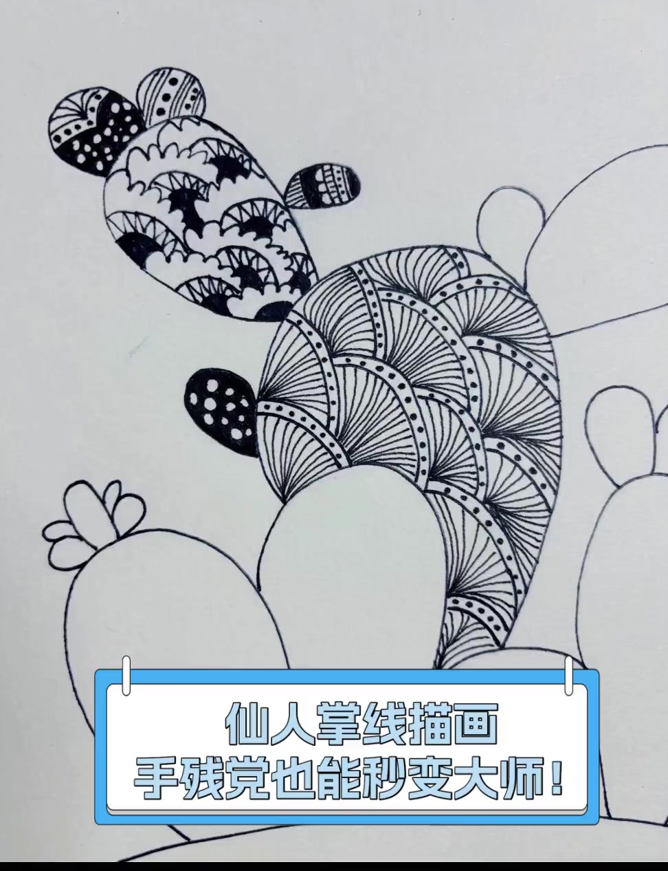 仙人掌线描画,手残党也能秒变大师!