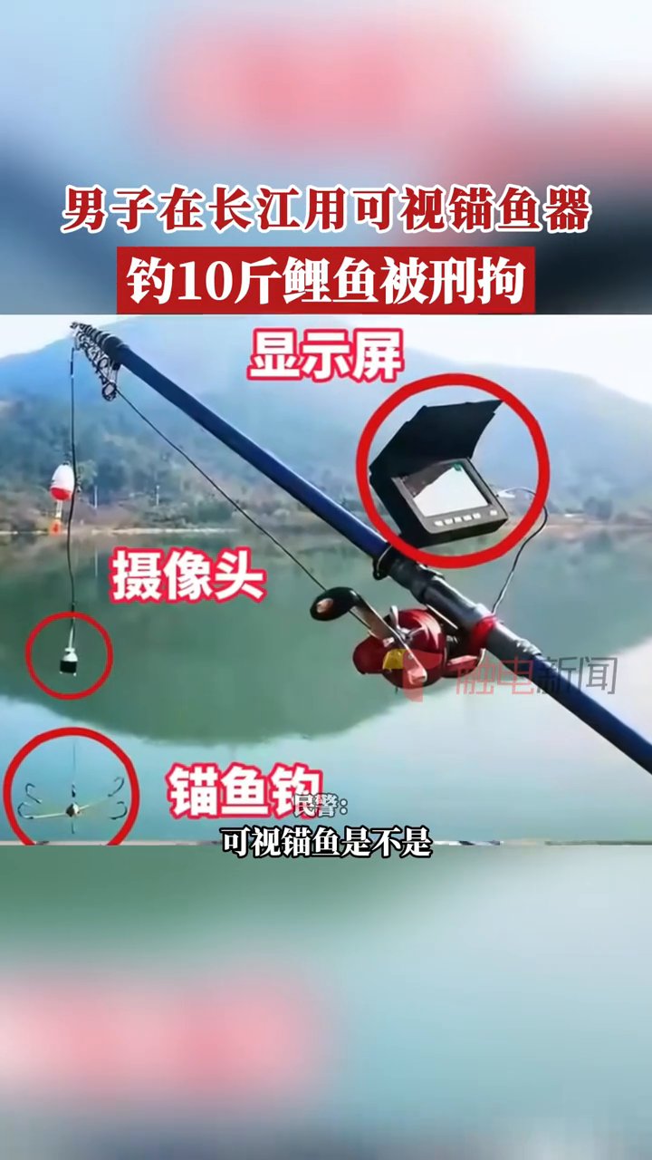 男子在长江用可视锚鱼器 钓10斤鲤鱼被刑拘