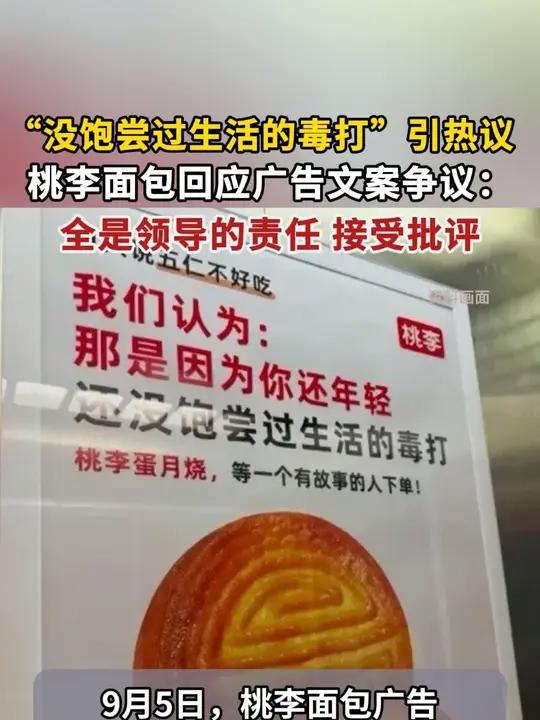 “没饱尝过生活的毒打”引热议桃李面包回应广告文案争议:全是领导的责任 接受批评