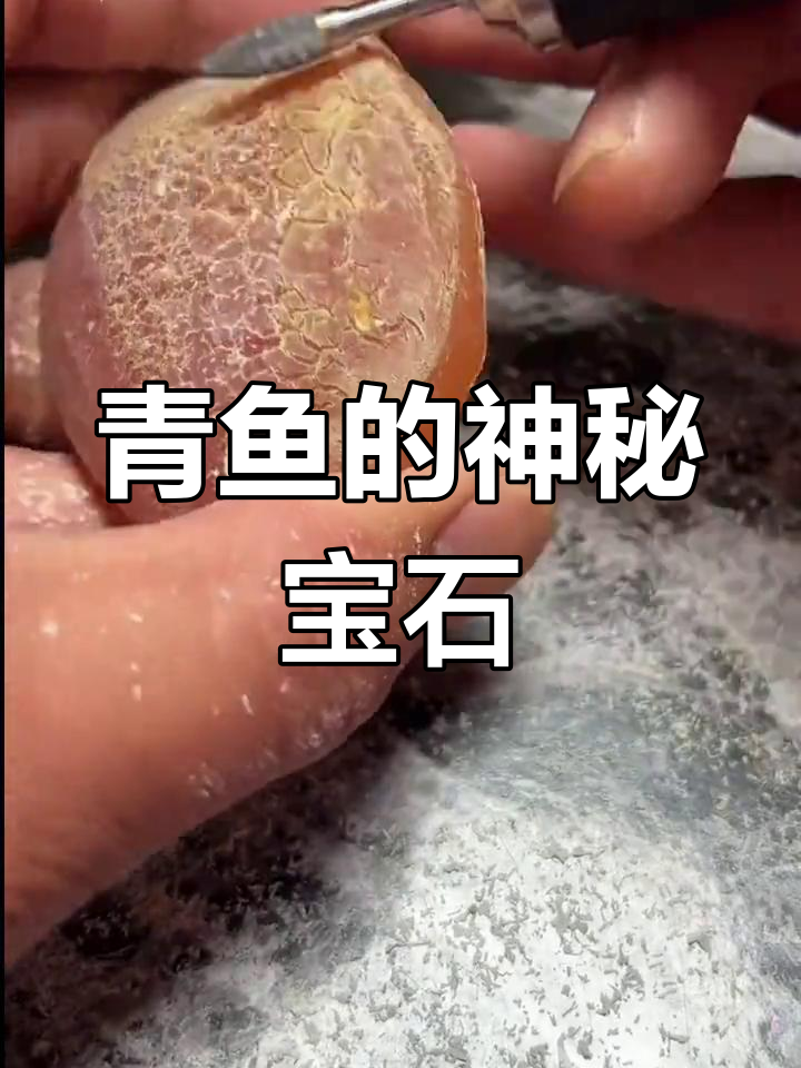 青鱼脑中的宝石,打磨后如琥珀般美丽