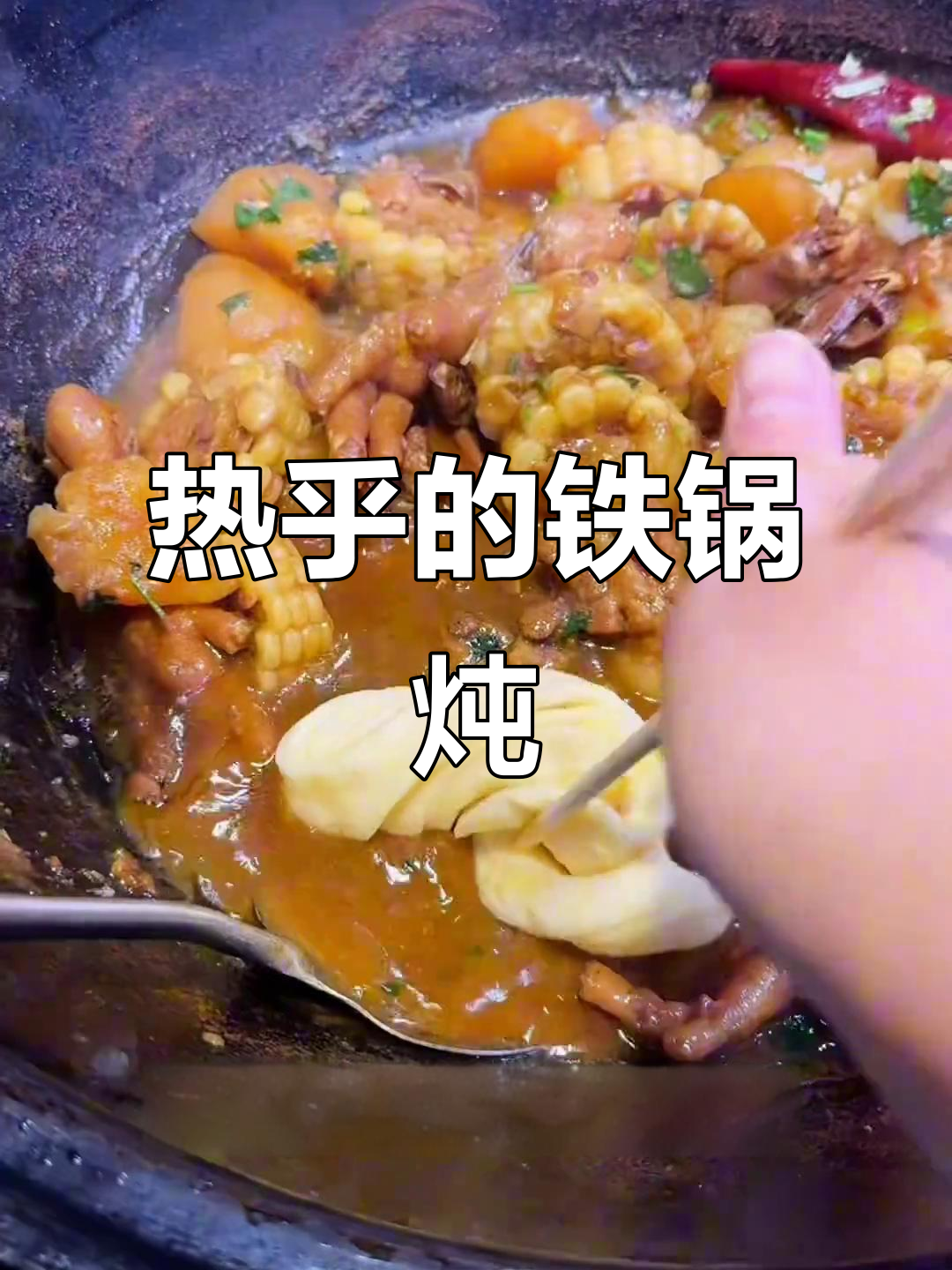 东北铁锅炖,冻梨瓜子全上桌,热乎乎的一锅出