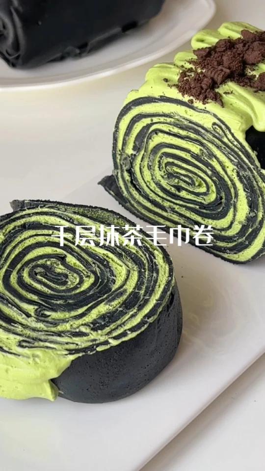 一口平底锅就可以搞定|抹茶千层卷治愈系