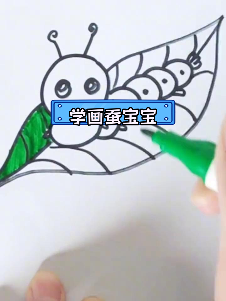 春山与蚕宝宝的简笔画
