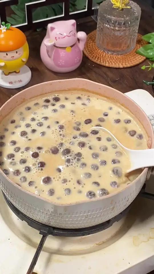 孩子想喝奶茶,其实在家做很简单,珍珠Q弹,奶香浓郁
