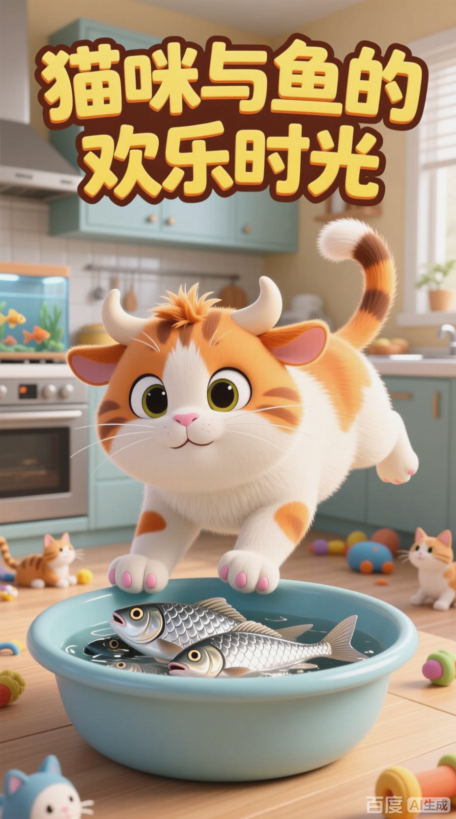 猫咪与鱼的欢乐时光