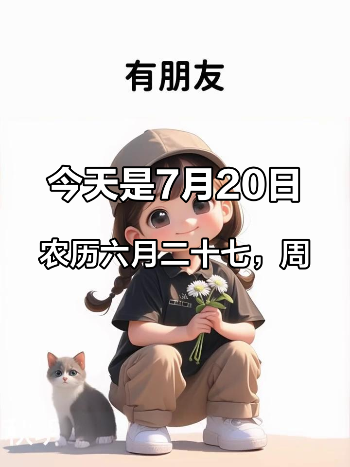 今天是7月20日,农历六月二十七,周日,早上好,今天给大家送福来了,祝福你们三个有,有吃,