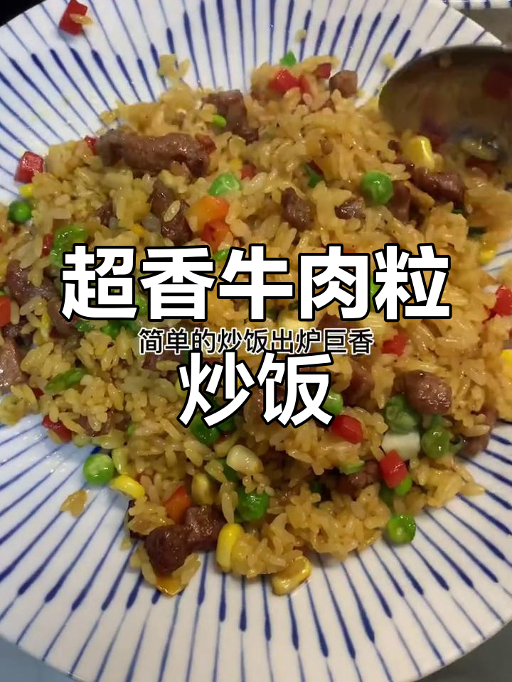 牛肉粒炒饭香气扑鼻,孩子吃得停不下来
