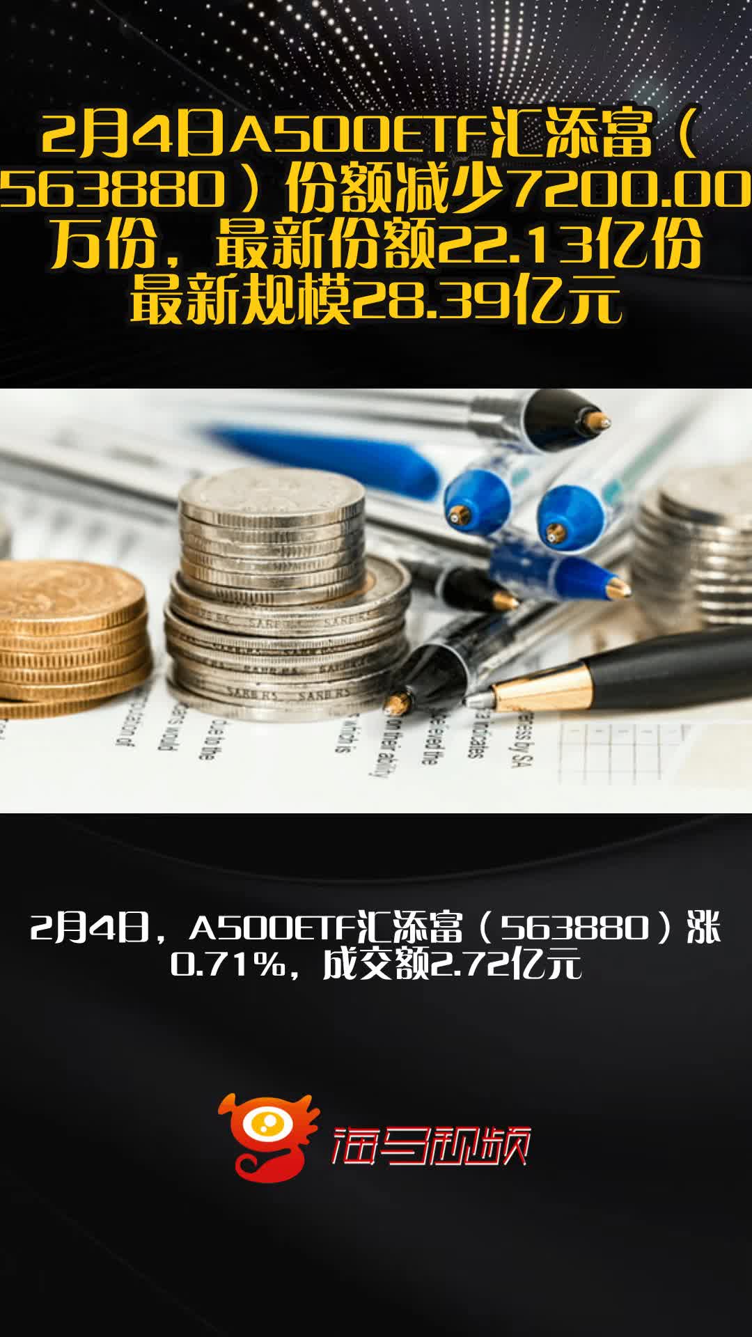 2月4日A500ETF汇添富（563880）份额减少7200.00万份，最新份额22.13
