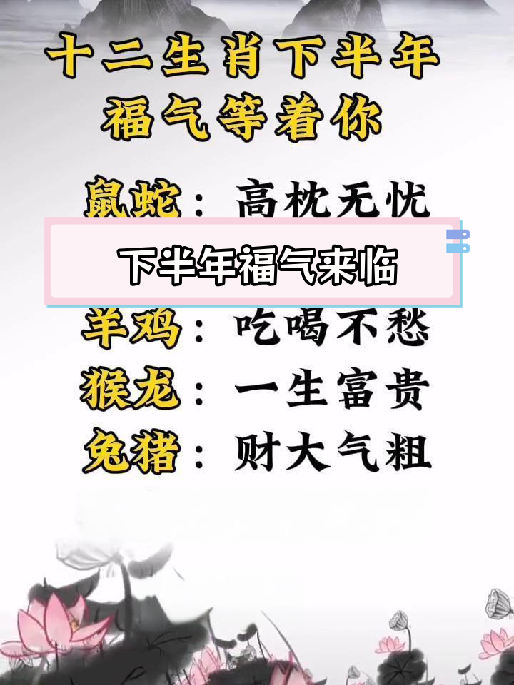 十二生肖下半年运势解析