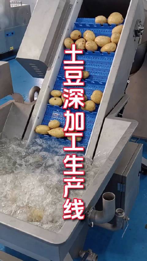 农副产品深加工:土豆生产线!根茎类净菜加工流程:浸泡提升一去皮清洗—挑选—分切浸泡—精洗—