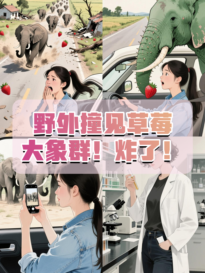 野外撞见山海经草莓大象群,狂奔场面彻底炸了!