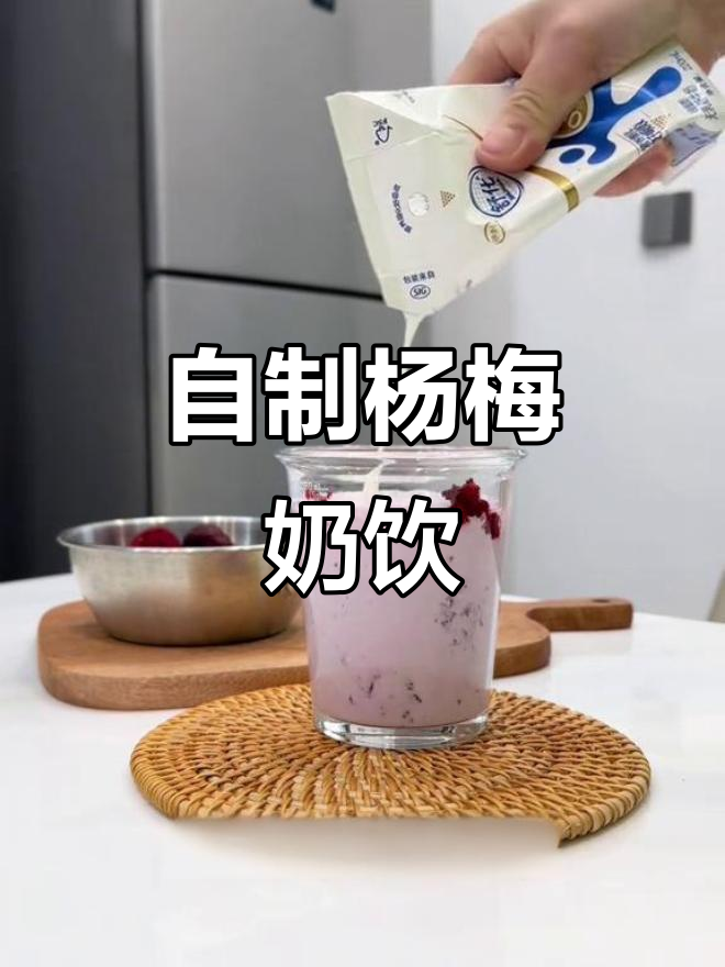 杨梅椰汁牛奶，简单又好喝！自制奶茶轻松搞定！
