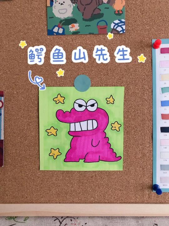 鳄鱼山先生简笔画,蜡笔小新简笔画