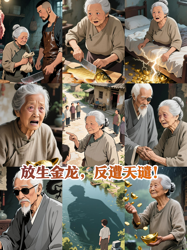 老奶奶倾家荡产放生金龙,半夜床底爬出满地金元宝!