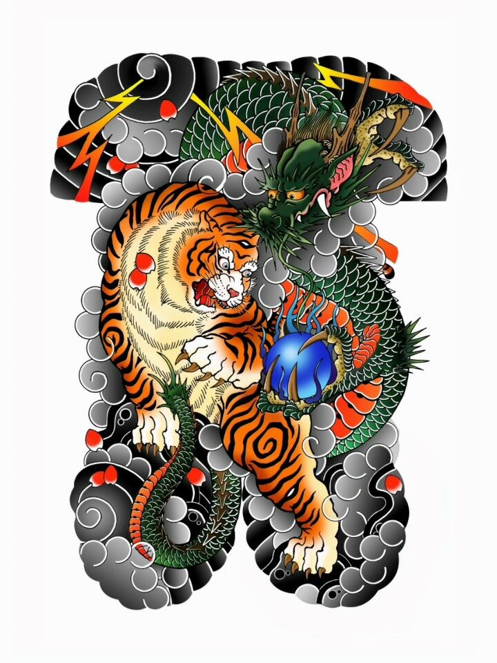 昆明纹身|老传统龙虎满背