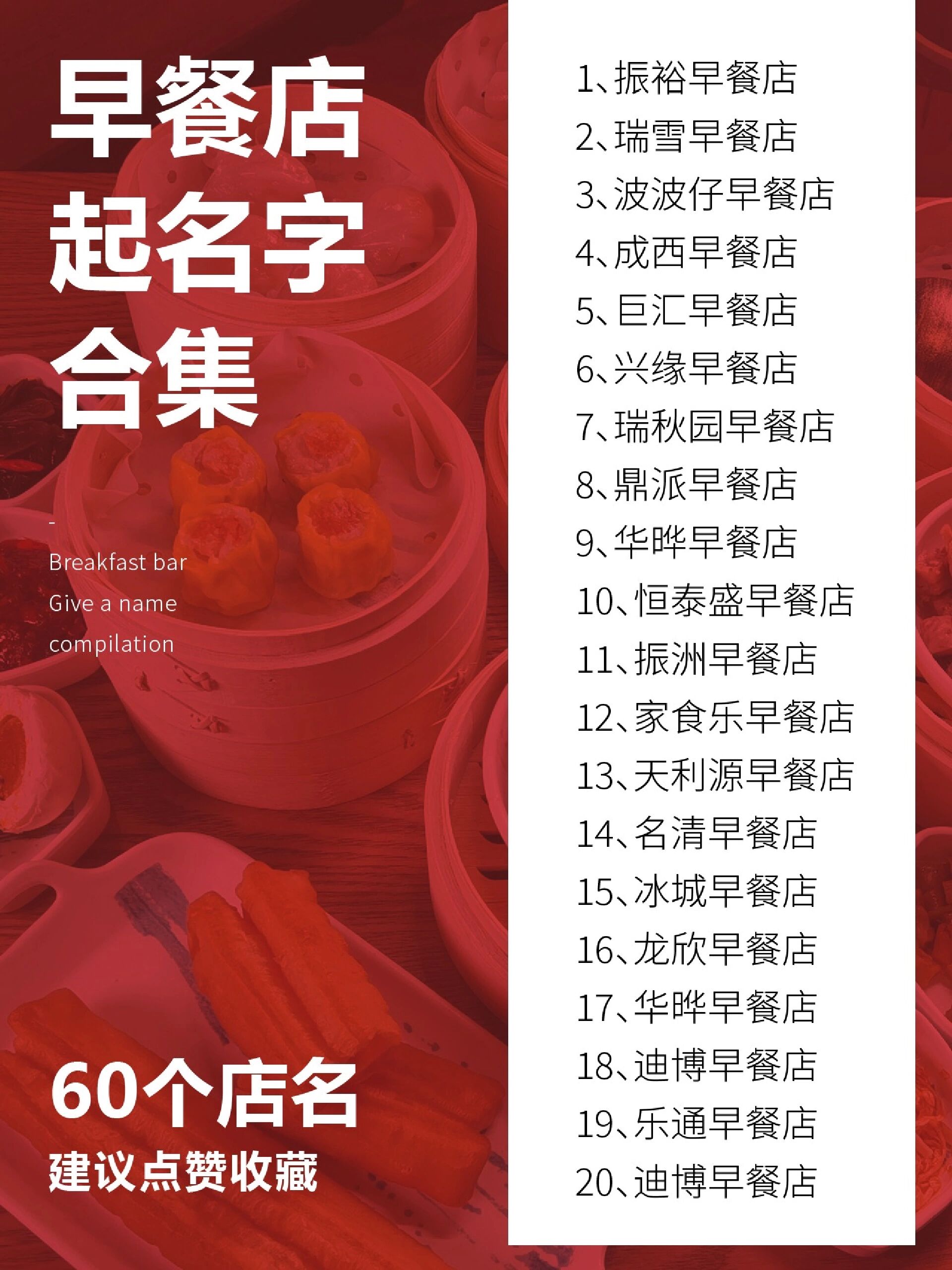 60个早餐店起名字!快来抄作业私藏
