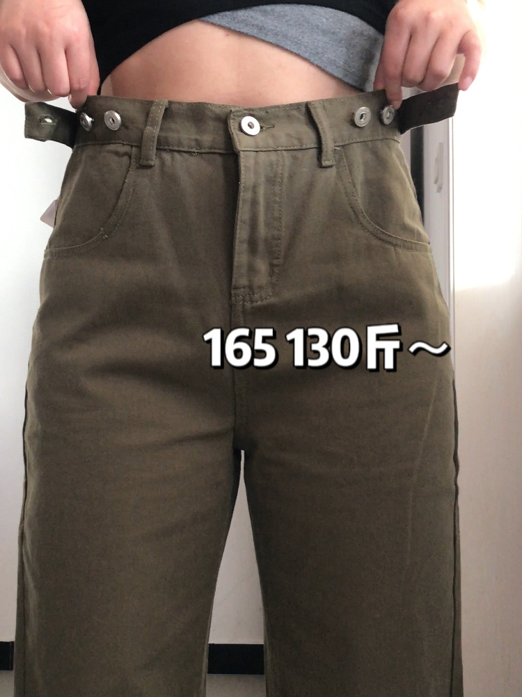 微胖超级显白的咸菜绿直筒裤 真的好绝