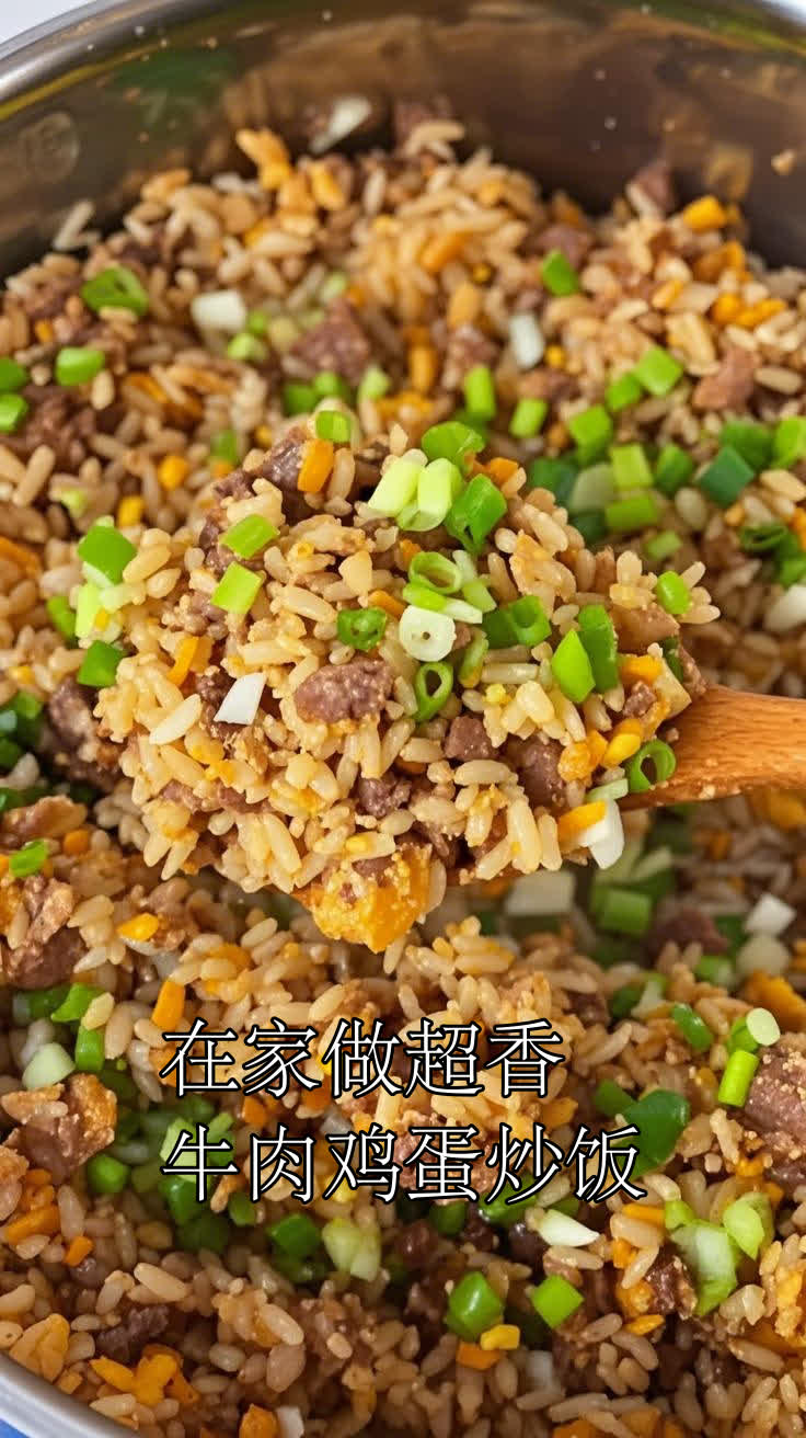 在家做超香牛肉鸡蛋炒饭