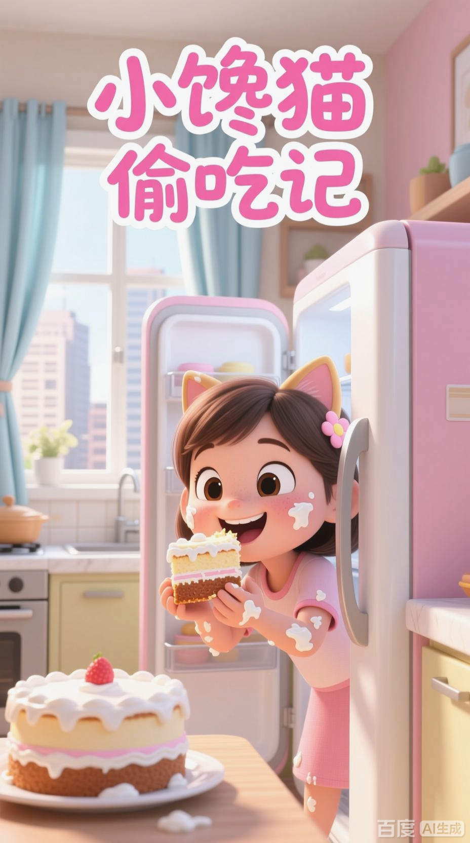 小女孩偷吃蛋糕的趣事