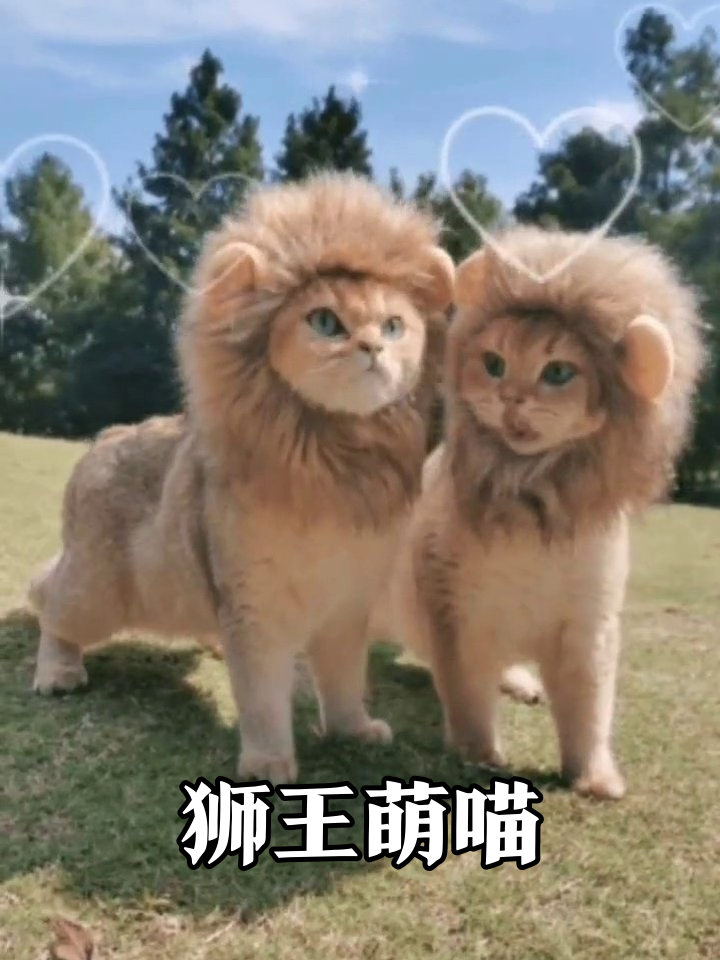 小奶猫戴狮子头套秒变贴贴怪,反差萌笑翻