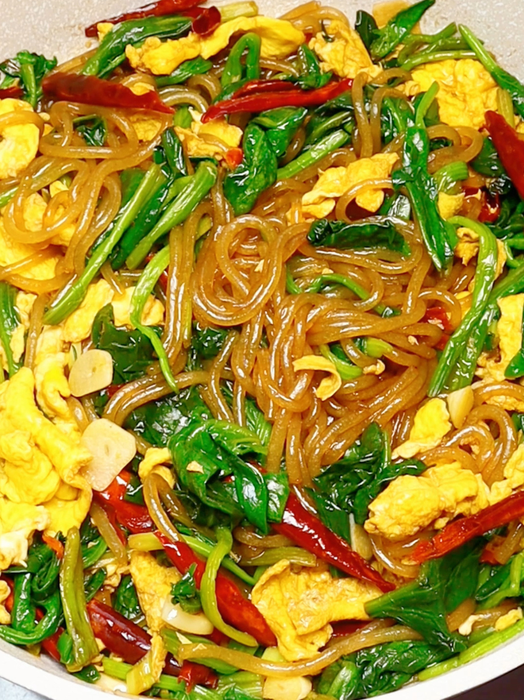菠菜炒粉条 简单营养 好吃入味