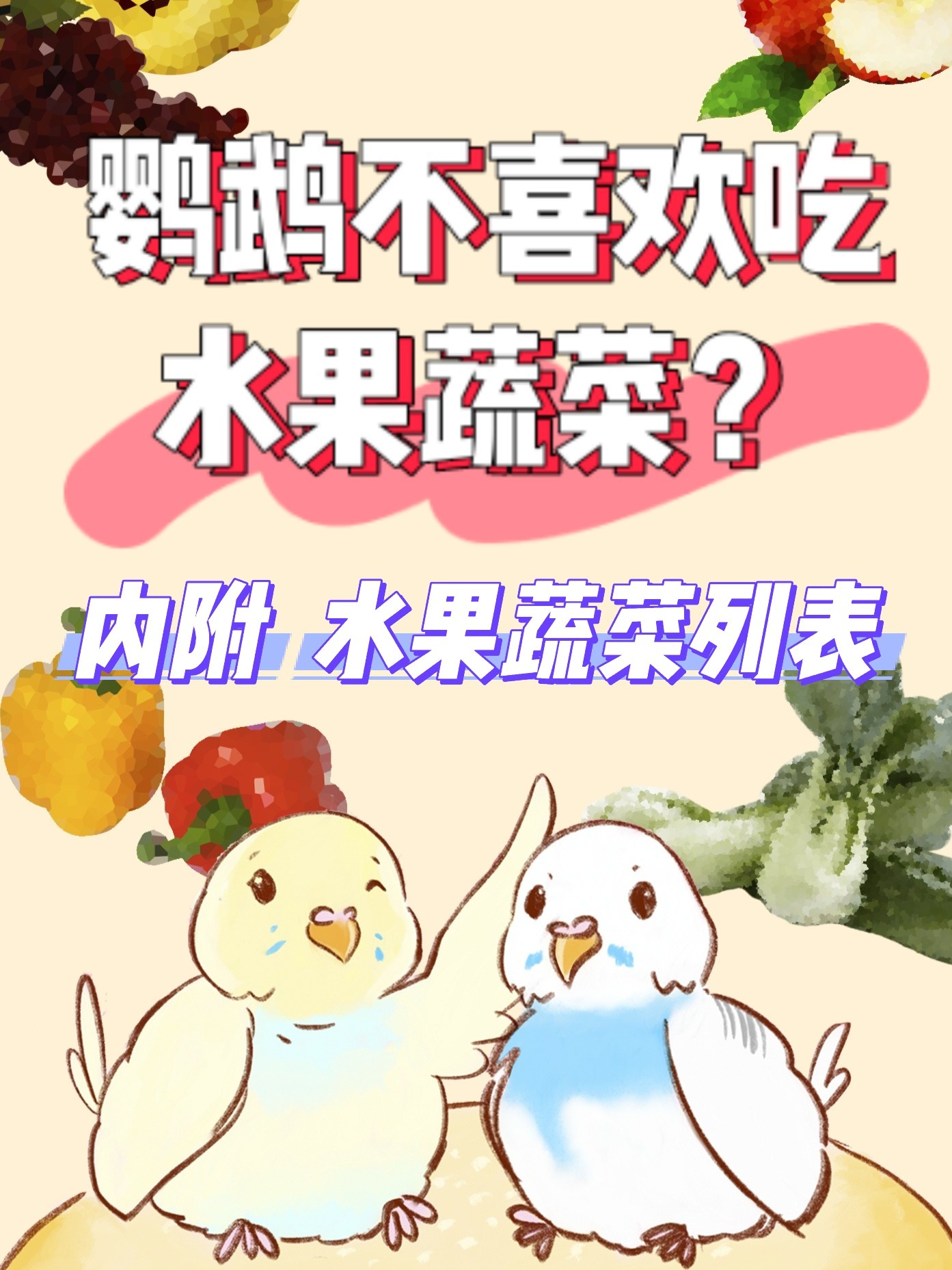 投喂鹦鹉水果蔬菜的方法附水果蔬菜表