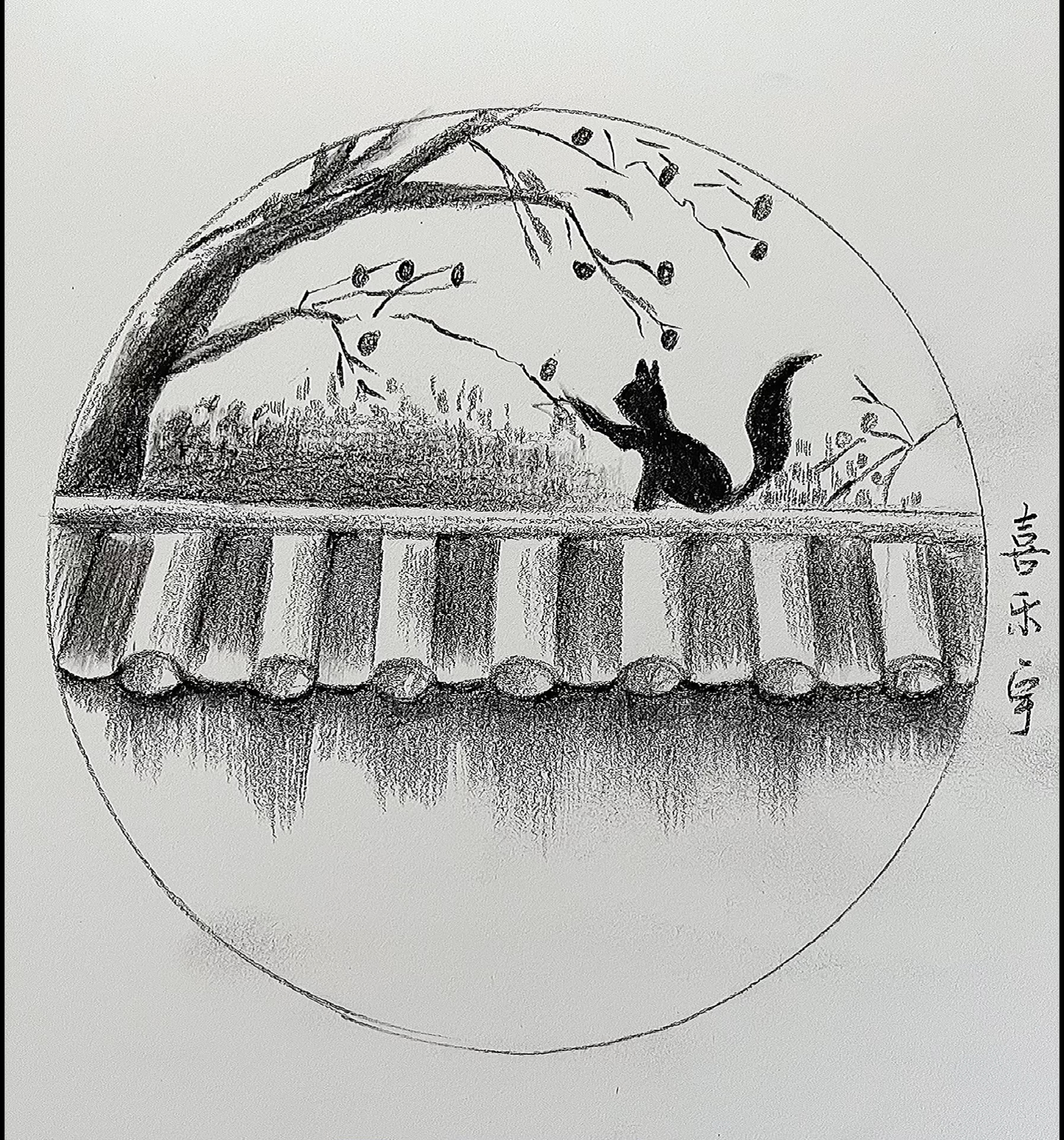 素描炭笔风景画58|超简单,一学就会～