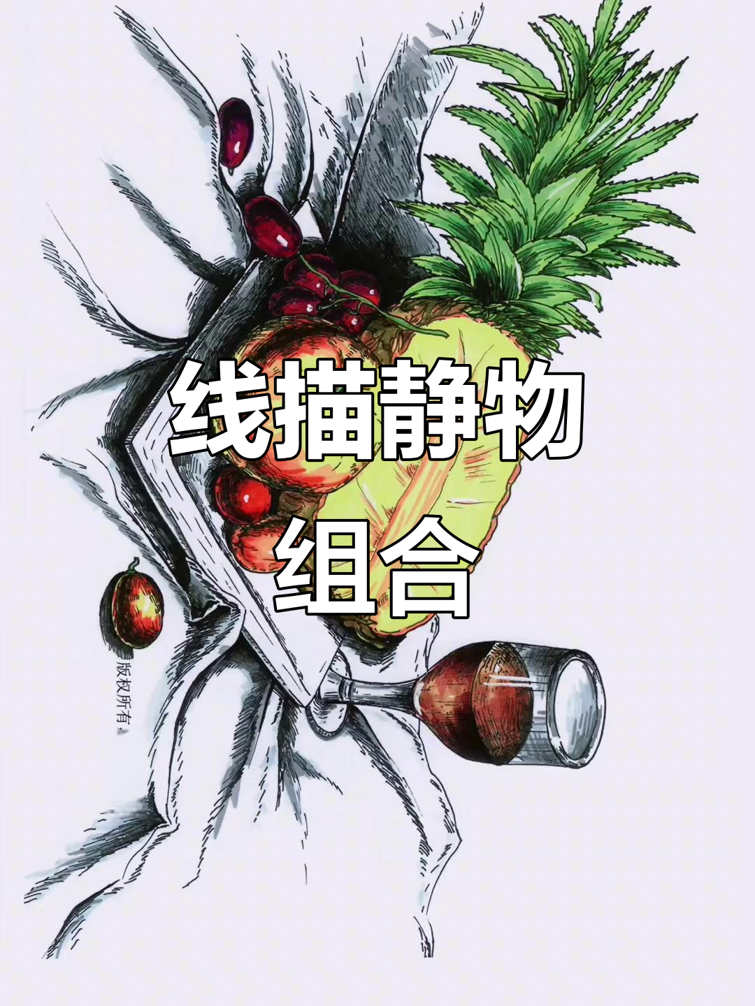 创意线描静物画,背面带线稿轻松临摹