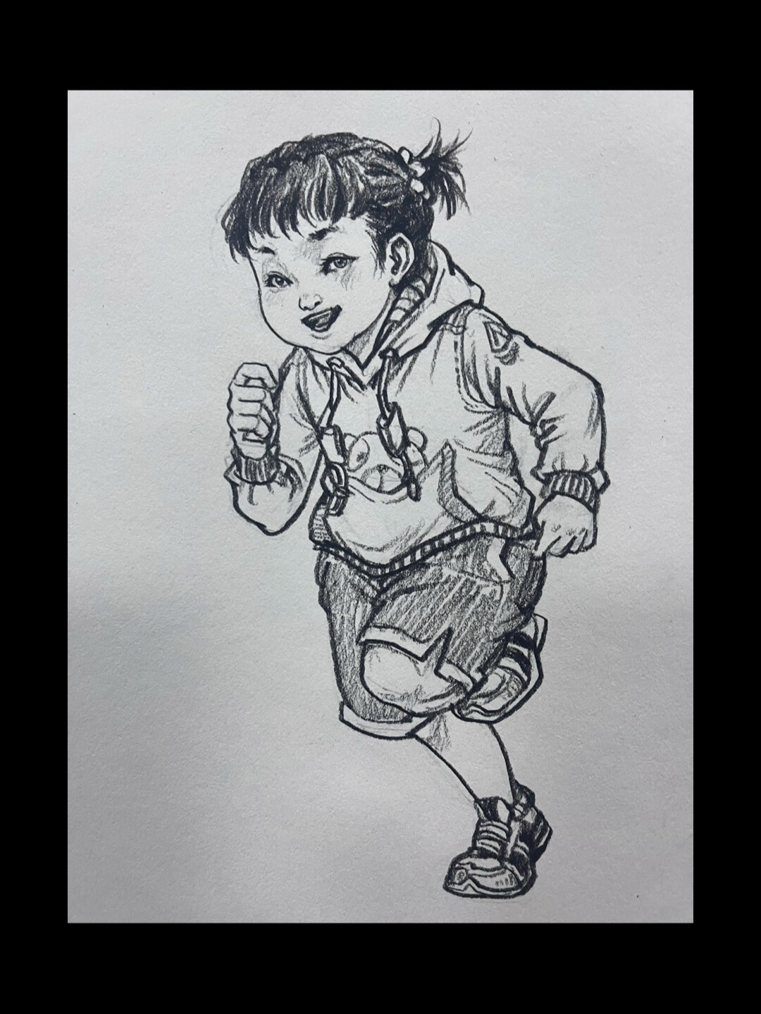 速写跑步小女孩默写