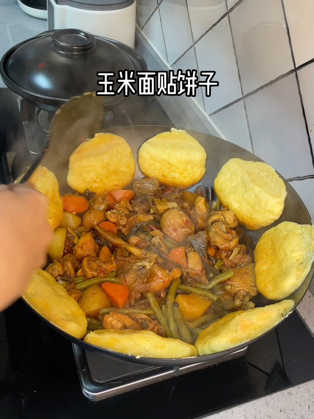 铁锅炖贴玉米面饼子 真是越吃越香