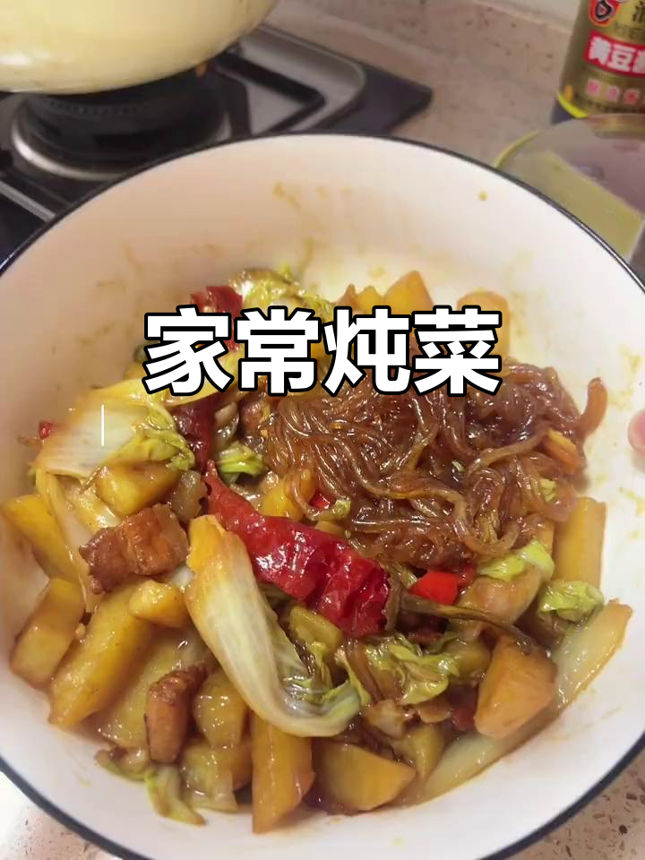 东北家常炖菜,土豆白菜粉条大杂烩
