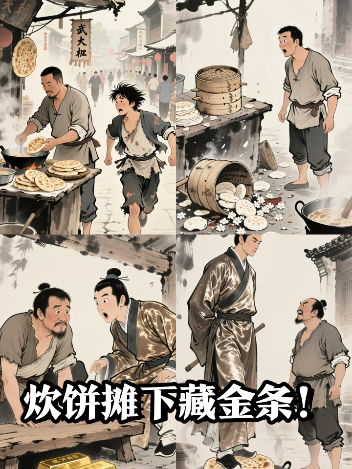 武大郎炊饼摊被砸，竟露出地下藏的金条！