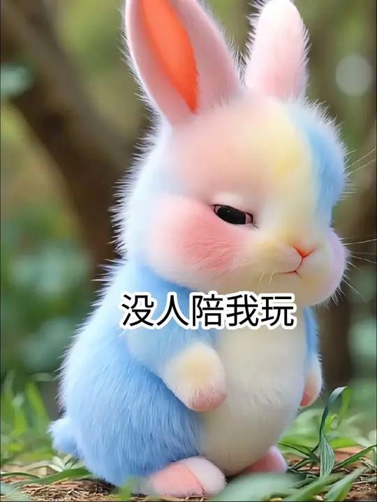 可爱的彩虹小兔兔想和小鸭子们一起玩,但是小鸭子们不愿意和兔兔玩,小兔子伤心的哭了,萌宠,治