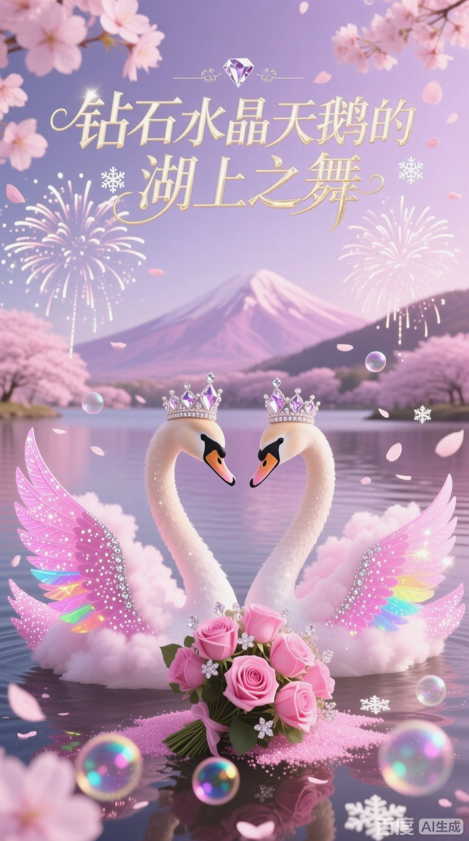 钻石水晶天鹅的梦幻湖上之舞