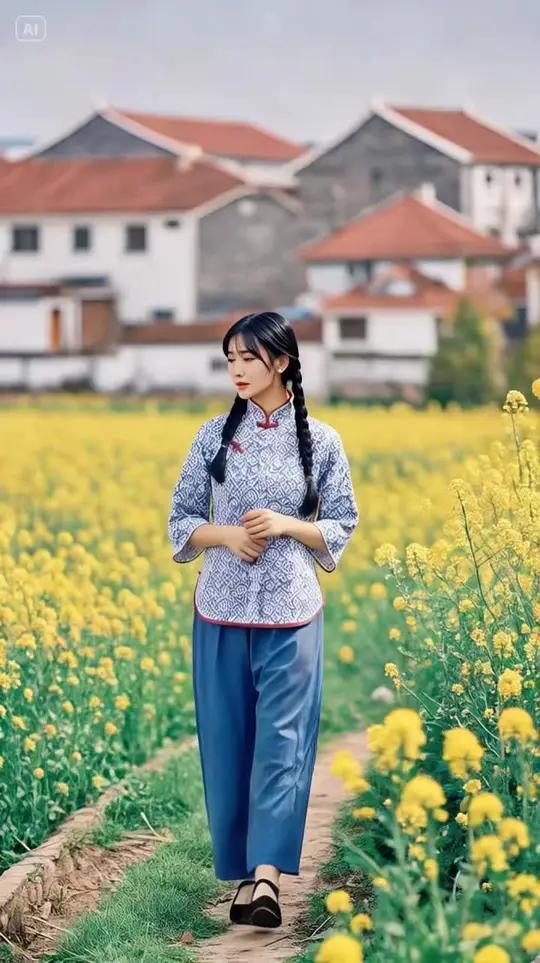 再现一代人的回忆 即梦AI金黄的油菜花田里,一位美丽的姑娘轻盈地走在田埂上。阳光洒下,她的