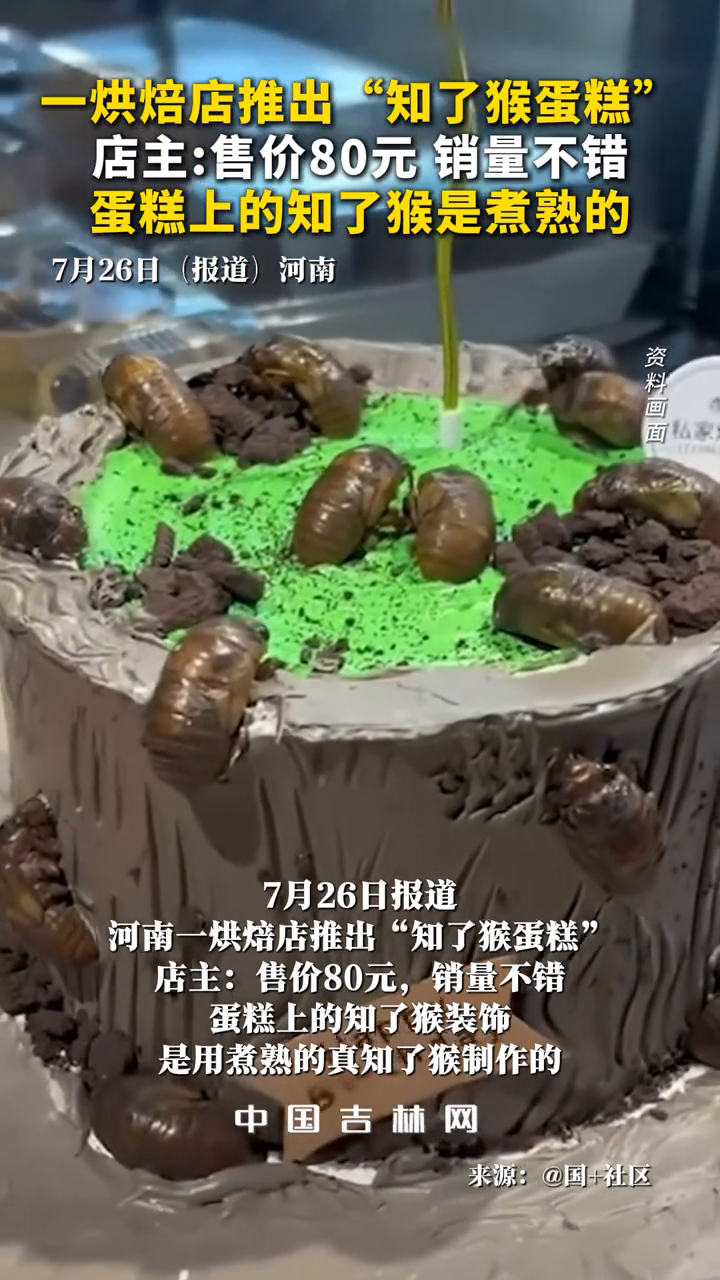 河南一烘焙店推出“知了猴蛋糕”,店主:售价80元,销量不错
