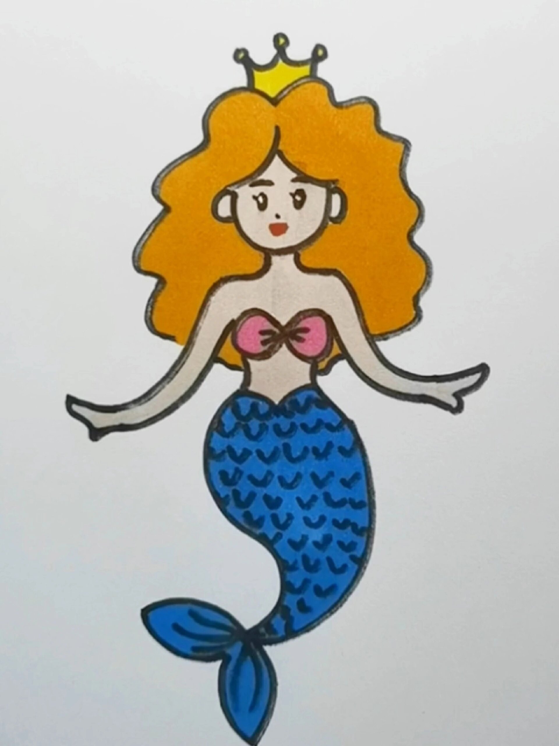 超简单的小美人鱼简笔画,快来试试吧