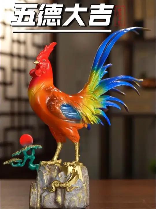 红冠毛亮黄铜大公鸡！送长辈，就是送童年记忆！铜摆件五德大吉高端摆件家居摆件工艺品摆件#送礼