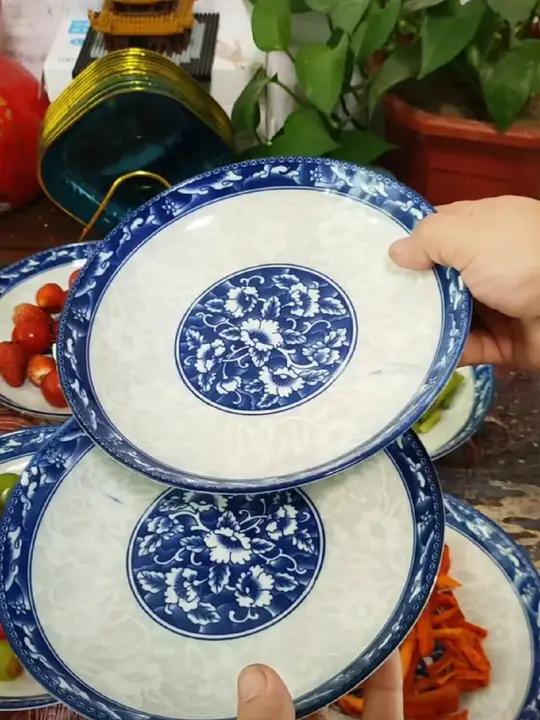 青花瓷家用陶瓷菜盘大号盘子加深深盘微波炉适用圆盘青花瓷盘子大号盘子圆盘好物推荐R