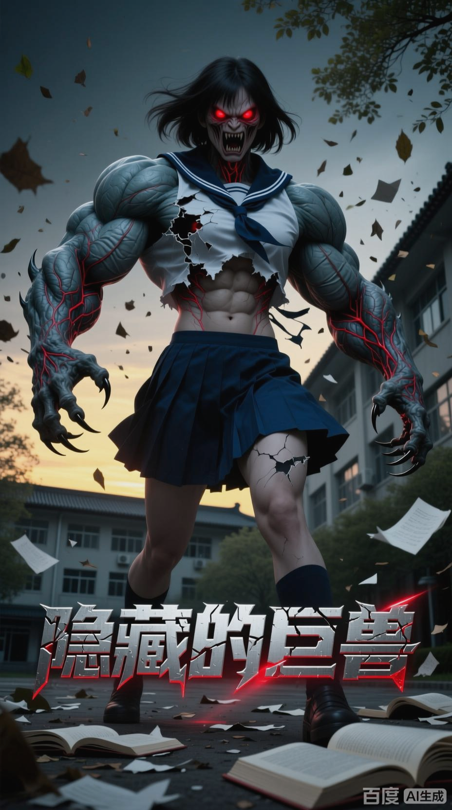 年轻女学生变身肌肉巨兽