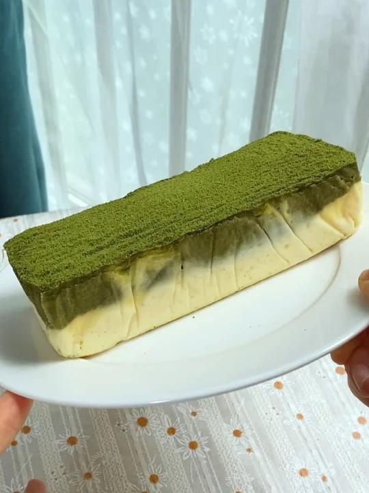 无油低卡|抹茶双拼豆乳蛋糕芝士口感