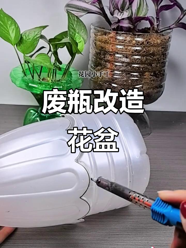 废旧塑料瓶变花盆,创意手工DIY教程