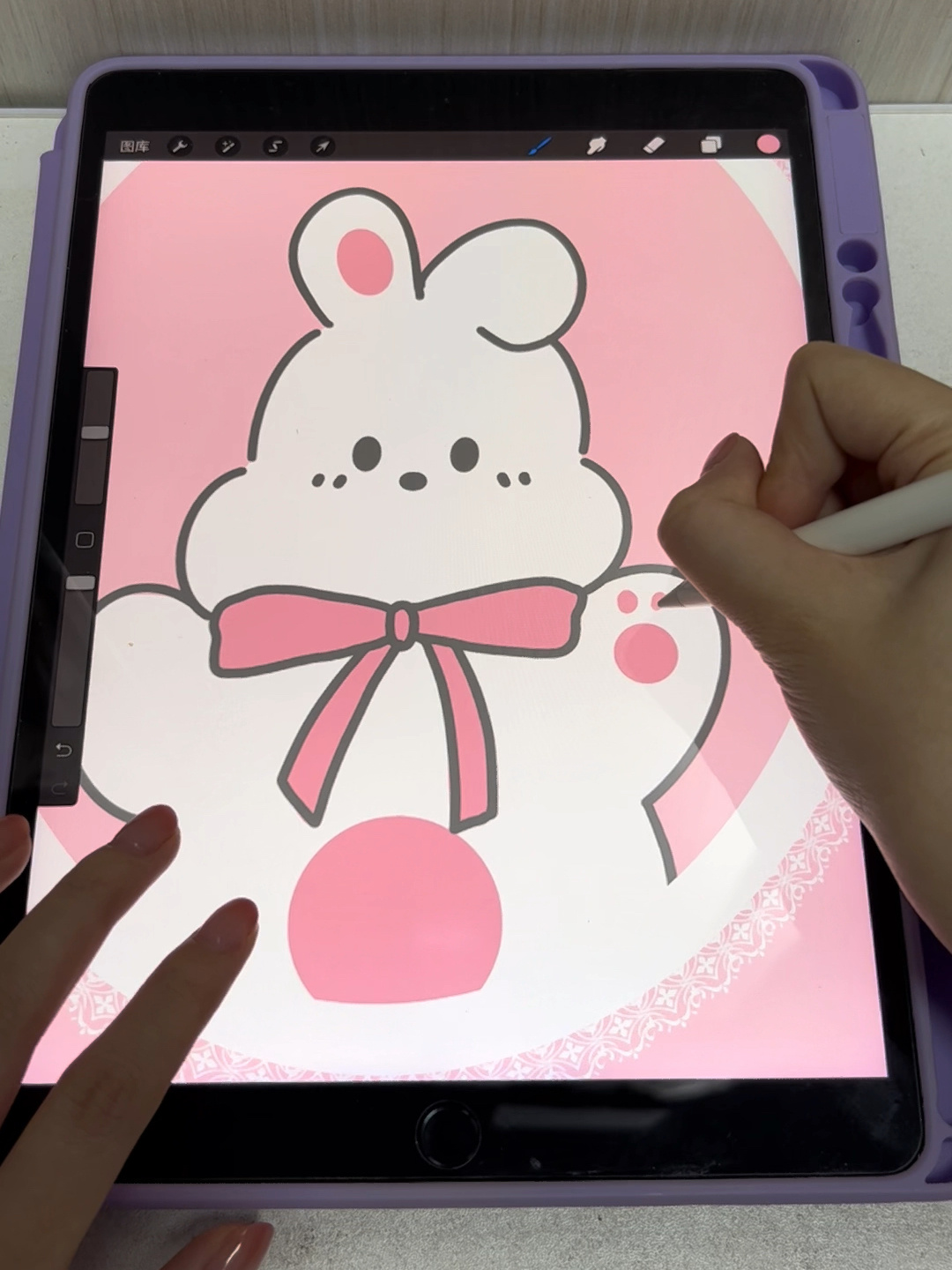 procreate绘画教程|手绘可爱小兔子壁纸